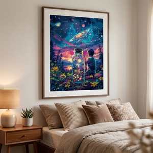 Kit de Peinture Diamant Paysage Ciel Étoilé Bouteille des Vœux, sur Toile Velours, avec Points Complets et Diamants à Paillettes - Product Image 3