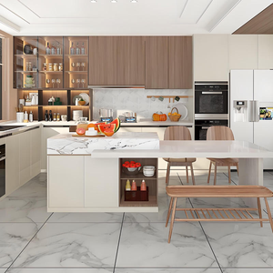 Mueble de Cocina con Puertas de Vidrio y Cajones, Unidad de Almacenamiento Independiente con Estantes Ajustables para la Organización de la Cocina - Product Image 1