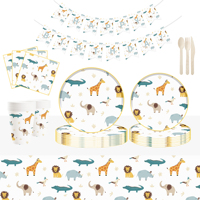 Ensemble de gobelets et d'assiettes en papier sur le thème des animaux DAMAI, vaisselle pour fête d'anniversaire d'enfants, design de dessin animé lion, girafe, ours