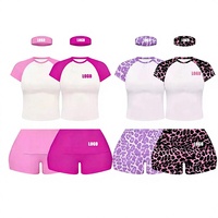 Ensembles de détente d'été pour femmes, 2 pièces, comprenant un short à revers, une chemise en coton de qualité supérieure avec logo et bandeau, motif uni, longueur genou, OEM ODM