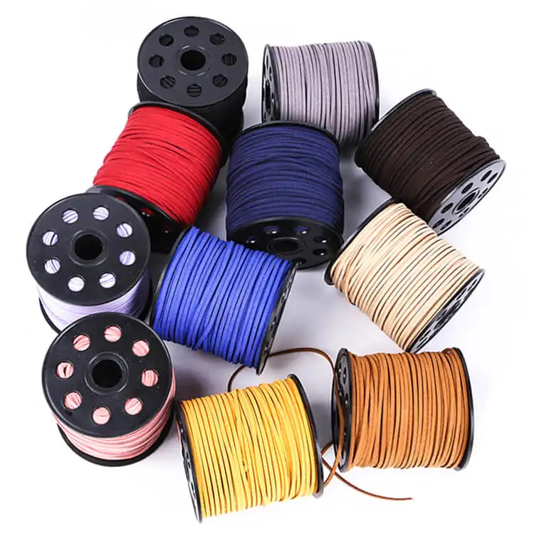 Baiyuheng 90m/lot 3 Mm Flat Faux Suede Braided Cord Velvet Leather Handmade String Rope For DIY Jewelry Making Supplies