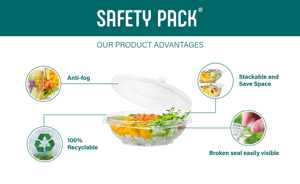 Bol à salade en plastique jetable durable sécurisé sans déchirement bande inviolable boîte alimentaire à emporter - Product Image 1