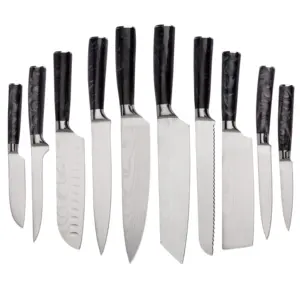 Hand-polished Damascus Steel Blade Kitchen Knife 10 Pcs New Classic Germany Damascus Knives Set