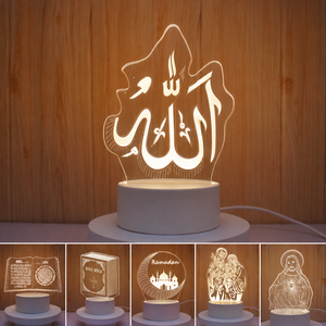 Lampe d'ambiance LED en acrylique Ramadan, inspirée du <span class=keywords><strong>Coran</strong></span>, illusion 3D, veilleuse intelligente pour coin de prière de l'Aïd, décoration intérieure, accent de foi - Product Image 3