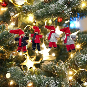 Set of 2 <b>Christmas</b> Tree wood gnome ornaments Cute doll Decorations - Product Image 4