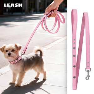 Pet <b>Dog</b> <b>Leash</b> Pink PU Material Gentle On Hands Small Medium <b>Dogs</b> Walking Lead - Product Image 1