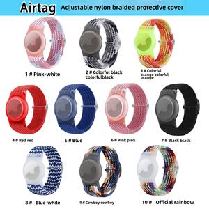 <span class=keywords><strong>Funda</strong></span> protectora de banda elástica ajustable Airtag para iPhone Correa tejida de nailon con rastreador localizador antipérdida de cordón de <span class=keywords><strong>Apple</strong></span> - Product Image 4