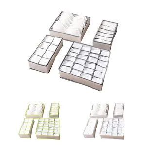 Best Price Folding Drawer Organizers 4-Size Set of Mesh PVC Closet Storage Boxes with OPP Bag Packing for Clothes Organization