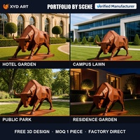 Sculpture en métal personnalisée en corten, sculpture de taureau en métal, statue de taureau de Chicago, statue de jardin en métal, décoration de pelouse extérieure
