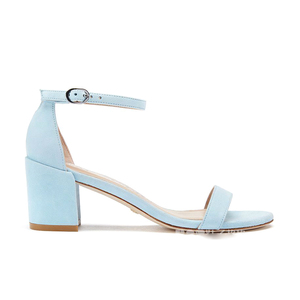 China Factory Direct Sell New Trend Blue Suede Upper Round Toe <b>Shape</b> <b>Block</b> Heel Ankle Strap Summer Cushioning Woman Sandals - Product Image 4