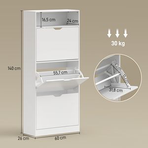SENYU Meuble à chaussures autoportant moderne avec 2 tiroirs, rangement gain de place pour entrée, mobilier de maison, design minimaliste, blanc - Product Image 2