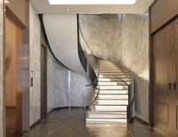 Escalier en colimaçon Optima au design simple en verre, escalier hélicoïdal moderne pour intérieur avec marches en bois