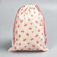 Pochette à cordon en maille non tissée laminée mate avec motif de dessin animé, recyclable, pour bijoux, flacons de parfum, emballage cadeau