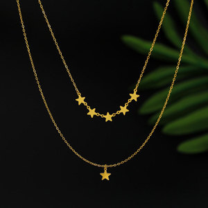 Collar con colgante de estrella chapado en oro de 14k y 18k de acero inoxidable 316L al por mayor para mujer - Product Image 2