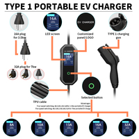 Nouveau chargeur EV portable 7 kW 32 A J1772, étanche IP65, écran LED de 2,8 pouces, plug and play avec application, pour une utilisation à domicile et en voyage