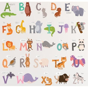 Dibujos animados alfabeto números Animal pared pegatina jardín de infantes TV <span class=keywords><strong>Fondo</strong></span> extraíble bebé habitación pared armario pegatina Decoración - Product Image 1