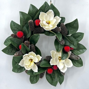 高品質クリスマスマグノリア花ガーランド新しいデザインホーム & パーティー装飾花輪 - Product Image 1