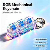 Porte-clés mécanique à 3 touches avec lumière LED, transparent RGB, anti-stress, jouet clicker, cadeau promotionnel
