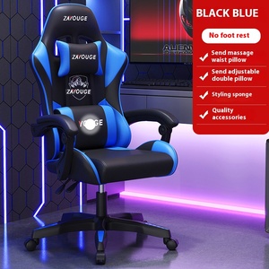 Sillas de juego reclinables ajustables grises ejecutivas con función de masaje <span class=keywords><strong>Silla</strong></span> de juego de elevación ergonómica con reposapiés - Product Image 4