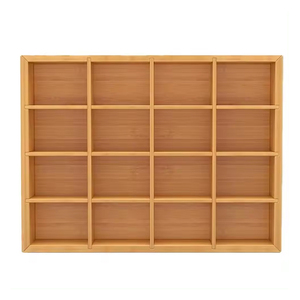 Bamboo Drawer Organizer Closet Divider <strong>Storage</strong> Wall Mounted Bow <strong>Tie</strong> <strong>Box</strong> 16 Compartments <strong>Storage</strong> <strong>Box</strong> Collectibles Display Rack - Product Image 1