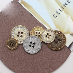 Factory Supply Round Meta 4 holes <b>Button</b> Gold And Silver Alloy Diamond <b>Metal</b> <b>Button</b> for Ladies Clothes - Product Image 3