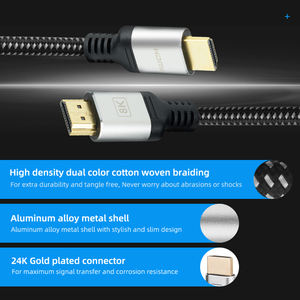 Meilleure vente de câble HDMI pour TV Hdr Hdcp Support 8k 120hz <span class=keywords><strong>3d</strong></span> 48gbps 2160p câble HDMI - Product Image 3