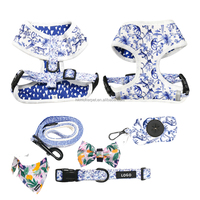 Conjunto de Arnés de Lujo para Perro con Logotipo Personalizado, Chaleco, Collar, Correa, Corbatín y Pañuelo - Poliéster y Neopreno Duraderos