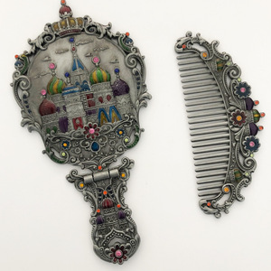 <span class=keywords><strong>Espejo</strong></span> cosmético plegable de Metal Retro europeo, Mini juego de regalo Rectangular portátil de doble cara para mujer, <span class=keywords><strong>espejo</strong></span> de maquillaje - Product Image 5