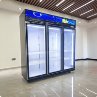 Réfrigérateur vertical commercial 620L à double porte vitrée pour boissons, sans givre, à refroidissement ventilé, pour supermarché