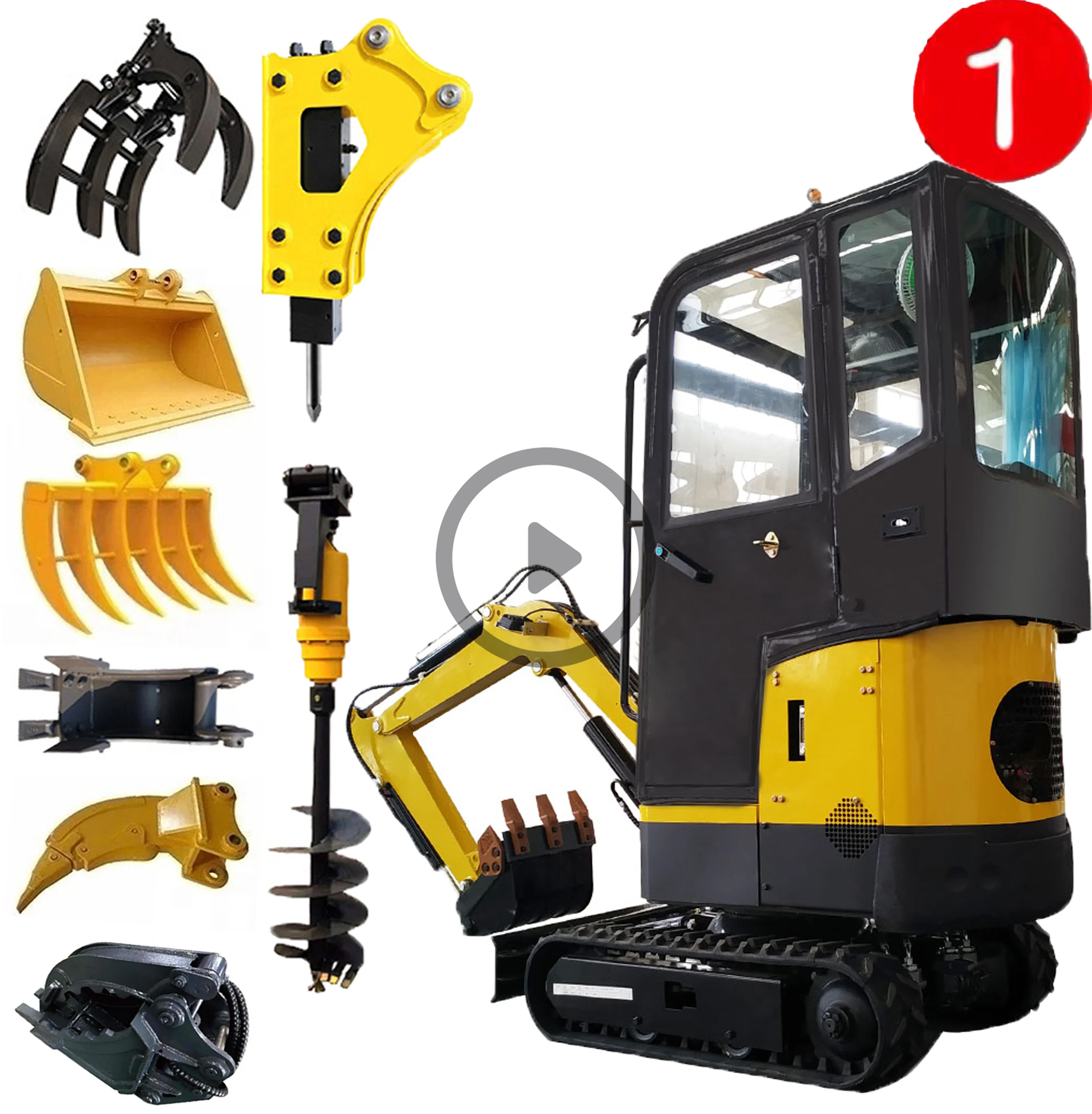 Maquinaria de movimiento de tierra, mini excavadora de 1ton, 0,8 toneladas, con cubo libre, en venta