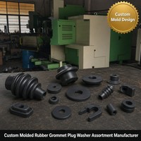 Assortiment mixte de composants moulés sur mesure en caoutchouc noir : passe-fils, rondelles plates, entretoises en U - Kit de fabricant industriel