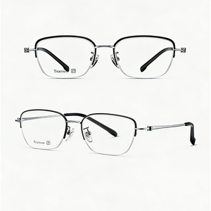 <span class=keywords><strong>Montura</strong></span> de <span class=keywords><strong>Gafas</strong></span> de Lectura <span class=keywords><strong>Cuadradas</strong></span> Semimontura de Titanio Ultraligeras para Hombre, Estilo Contemporáneo, para Uso Diario - Product Image 5