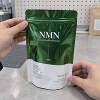 Sachet d'emballage pour suppléments en feuille métallique de 100g, imprimé sur mesure, refermable avec fermeture éclair, résistant à l'humidité, pour poudre de NMN, Doypack, pochette autoportante
