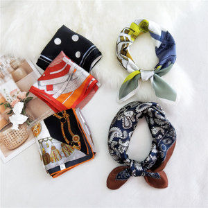 <span class=keywords><strong>CR</strong></span> foulards en soie sur mesure carré véritable foulard en soie pour femmes 53x53 femme à pois noix de cajou imprimé animaux écharpes de cou - Product Image 1
