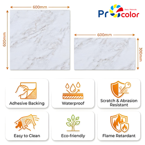 Piastrelle <span class=keywords><strong>in</strong></span> <span class=keywords><strong>PVC</strong></span> di Alta Qualità con Design <span class=keywords><strong>in</strong></span> Marmo, Facili da Installare, Autoadesive, Antigraffio, con Rivestimento UV per Cucina, Bagno, Hotel - Product Image 3