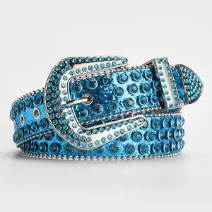 Nouvelle tendance Bling Bling strass ceinture femmes Western Cowboy cristal clouté PU cuir diamant brillant ceinture pour jean