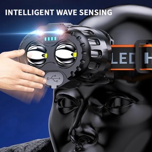 Potente linterna frontal LED IPX4, linterna frontal con Sensor resistente al agua, linterna frontal USB para pesca y Camping, linterna frontal - Product Image 6