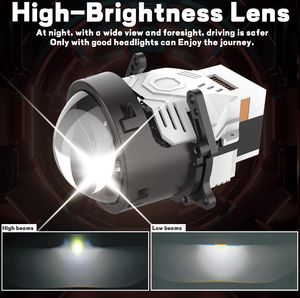 Proiettore Bi-<span class=keywords><strong>LED</strong></span> V2 ad Alta Potenza 170W con Lente <span class=keywords><strong>a</strong></span> Prisma 9-15V IP68 Canbus, Doppia Ventola da 12000 RPM, Lente Grande per Auto e Moto - Product Image 2