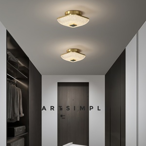 Plafonnier semi-encastré en laiton avec diffuseur acrylique, économe en énergie, style nordique, CRI 90 élevé, garantie 3 ans pour couloir et chambre - Product Image 4