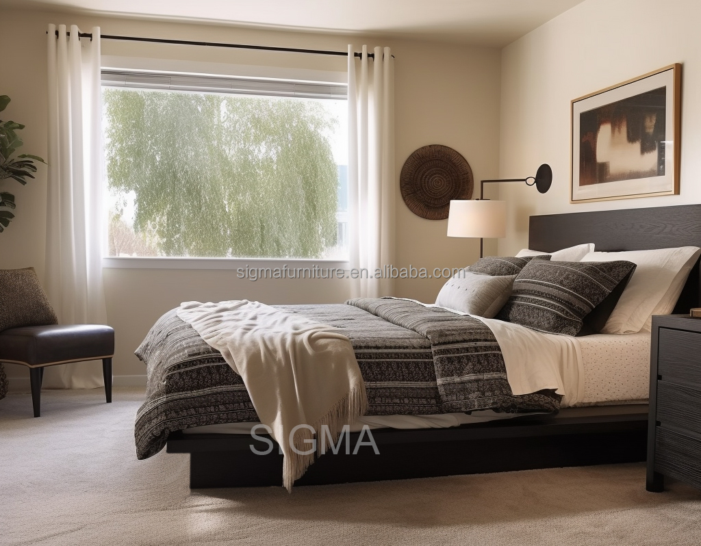 bedroom furniture wooden bed heavy duty beds retro design wood bed