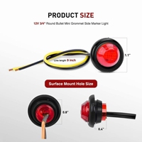 Feux de position latéraux ronds de 3/4 pouce, ampoule étanche 3 LED 12V DC, lampe indicatrice universelle pour camion, remorque, bus, bateau