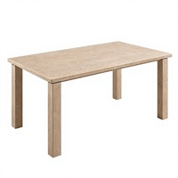 Table à manger en travertin beige haut de gamme avec pieds carrés en pierre, pierre naturelle, travertin naturel, table en travertin massif