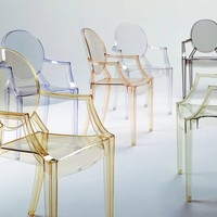 Chaise de salle à manger en plastique avec accoudoirs, hauteur réglable, design moderne, transparente, pour mariages et événements, idéale pour hôtels et appartements - Vente en gros usine
