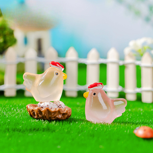 Weij Micro-paesaggio in miniatura, decorazioni fatte a mano fai da te per giardinaggio con muschio, simpatici animali, piccola gallina luminosa - Product Image 4