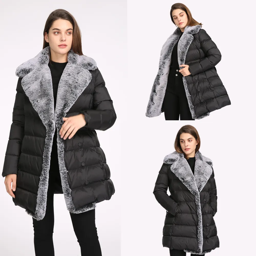 Faux Fur Coat 2022 Fake Fur Collar Long Plus Size Women's Jacket And Puffer Winter Coat For Women
