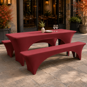 Flame Retardant Option Beer <b>Table</b> <b>Bench</b> and Picnic Cover Set with BS 5867 Support for Venue Projects - Product Image 1
