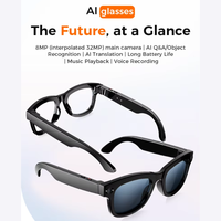 Gafas Inteligentes con IA, Cámara de 8MP, Video 1080P, Traducción en Tiempo Real a Más de 100 Idiomas, Preguntas y Respuestas con IA, 49g, IP67, Llamadas Inalámbricas, Reproducción de Música por Aplicación