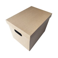 Petits Fichiers Ondulés Personnalisés Banquier Carton Boîte d'Archive Stockage de Papier Classement Boîte Marron pour Documents Déménagement avec Couvercle et Poignées