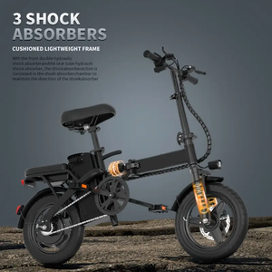 Vélo électrique mini <span class=keywords><strong>pliable</strong></span> 14 pouces, 350W/500W, 48V 10.4AH, moteur sans balais, freins à disque arrière, pour adultes, autonomie 35-55 km – Meilleures ventes - Product Image 4