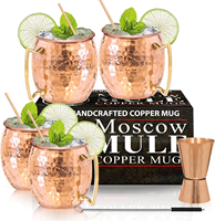 Vente chaude : Ensemble de tasses à bière en cuivre martelé, en acier inoxydable, 16 oz, Moscou, 100% plaqué solide, pour boire du café, de la bière, des mules
